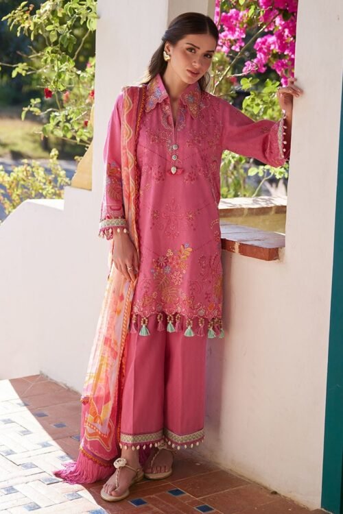 Farah Talib Aziz | Luxury Lawn Unstitched'26 "Pink" Formal Festive Wear | 05-3pc