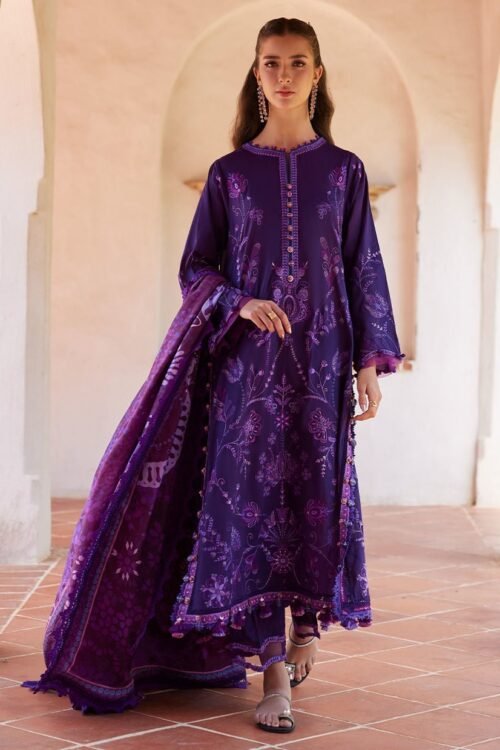 Farah Talib Aziz | Luxury Lawn Unstitched'26 "Purple" Formal Festive Wear | 06-3pc
