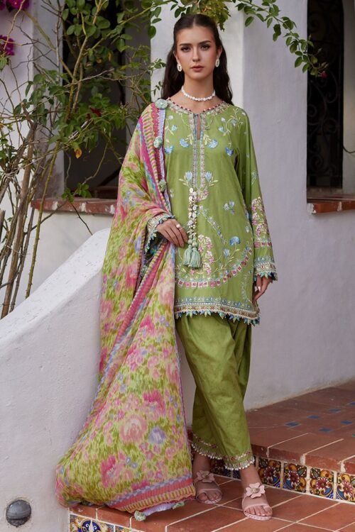 Farah Talib Aziz | Luxury Lawn Unstitched'26 "Green" Formal Festive Wear | 09-3pc