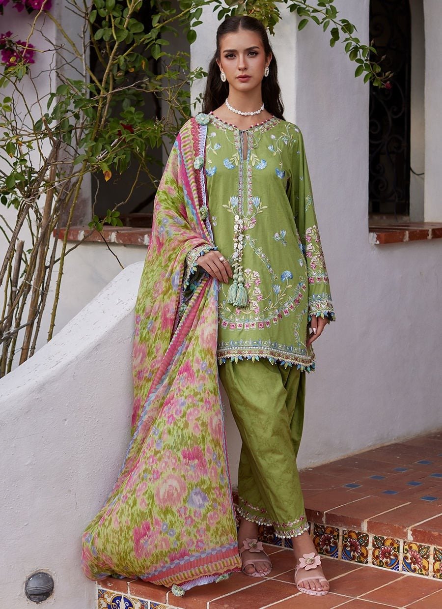Farah Talib Aziz | Luxury Lawn Unstitched'26 "Green" Formal Festive Wear | 09-3pc