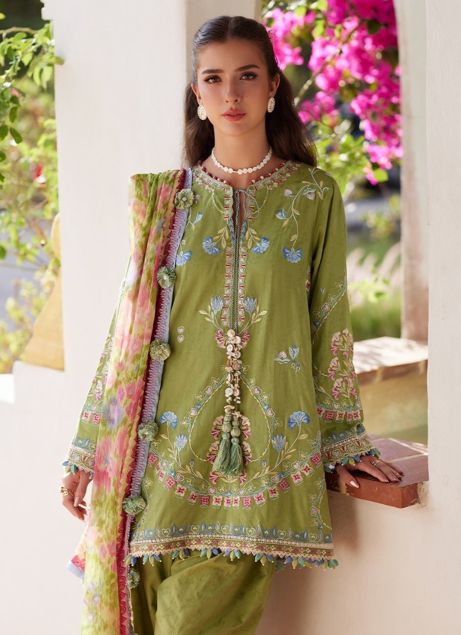 Farah Talib Aziz | Luxury Lawn Unstitched'26 "Green" Formal Festive Wear | 09-3pc - Image 2