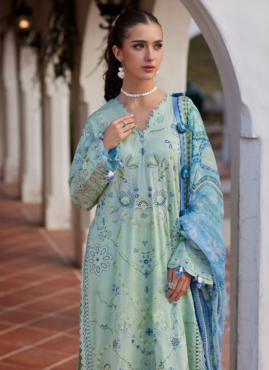 Farah Talib Aziz | Luxury Lawn Unstitched'26 "Green" Formal Festive Wear | 11-3pc - Image 2