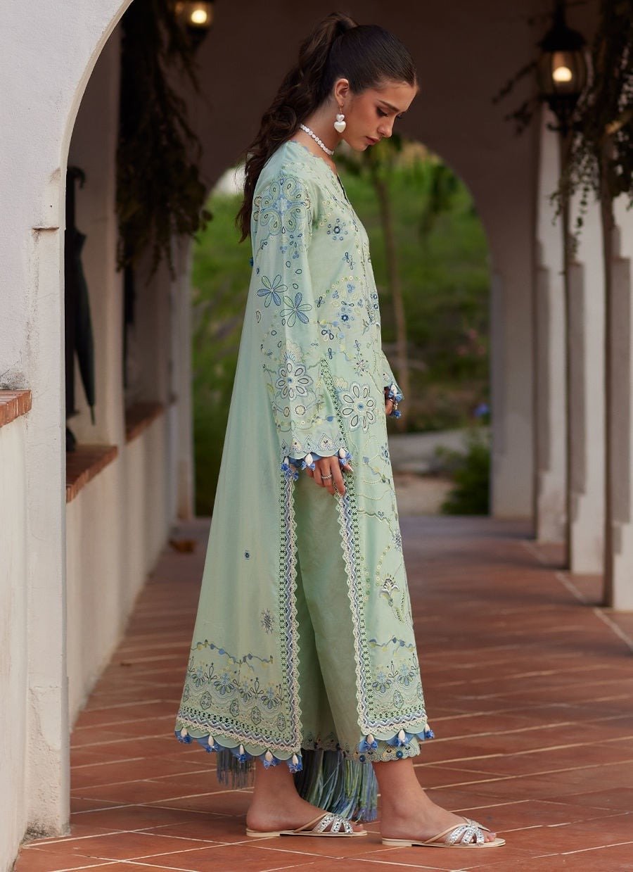 Farah Talib Aziz | Luxury Lawn Unstitched'26 "Green" Formal Festive Wear | 11-3pc - Image 3