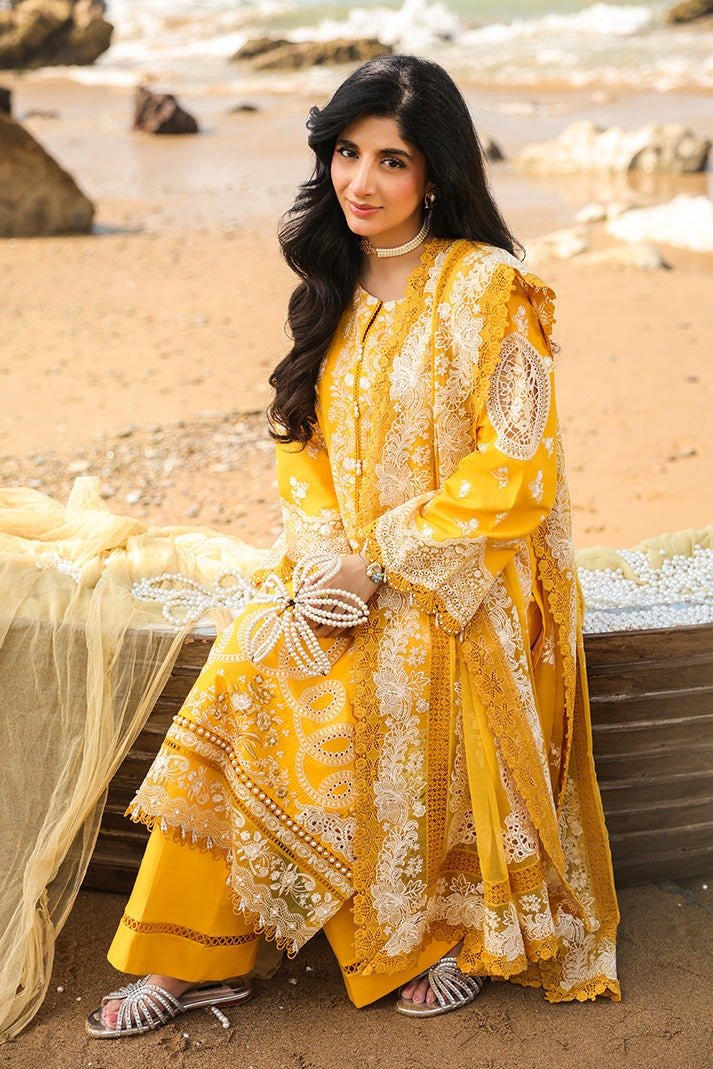 Imrozia serene | Hania'26 Unstitched Luxury Lawn "Yellow" Formal Festive Wear | SL101-3pc - Image 3