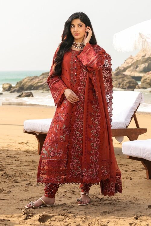 Imrozia serene | Hania'26 Unstitched Luxury Lawn "Red" Formal Festive Wear | SL103-3pc