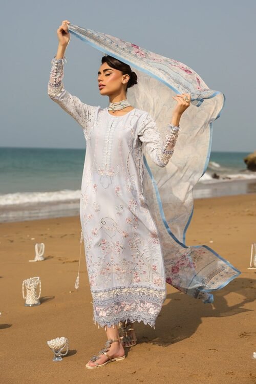 Imrozia serene | Hania'26 Unstitched Luxury Lawn "Blue" Formal Festive Wear | SL105-3pc