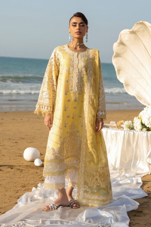 Imrozia serene | Hania'26 Unstitched Luxury Lawn "Yellow" Formal Festive Wear | SL110-3pc