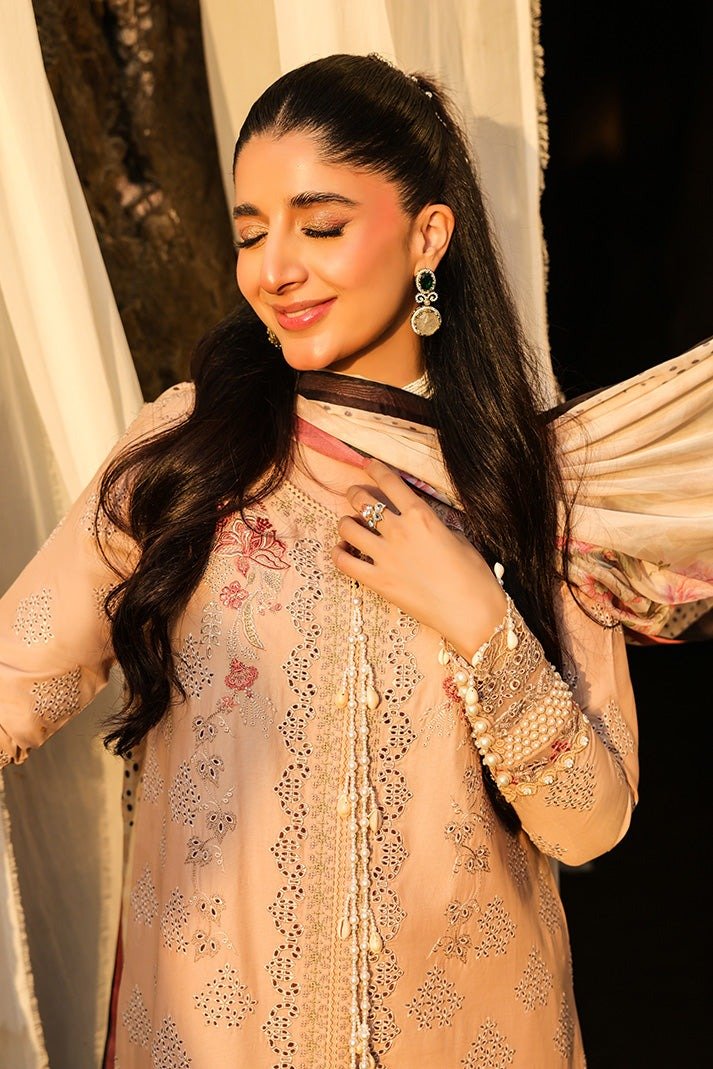 Imrozia serene | Hania'26 Unstitched Luxury Lawn "Gold" Formal Festive Wear | SL113-3pc - Image 2