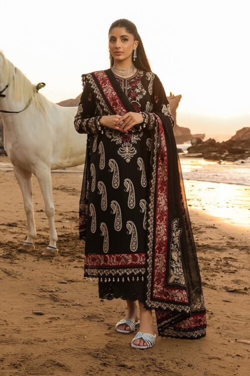 Imrozia serene | Hania'26 Unstitched Luxury Lawn "Black" Formal Festive Wear | SL114-3pc