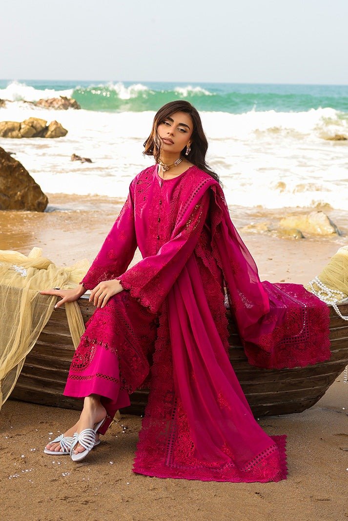 Imrozia serene | Hania'26 Unstitched Luxury Lawn "Red" Formal Festive Wear | SL98-3pc - Image 3