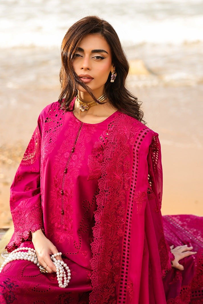 Imrozia serene | Hania'26 Unstitched Luxury Lawn "Red" Formal Festive Wear | SL98-3pc - Image 4