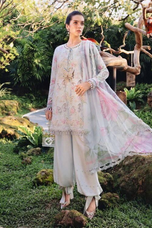 Maria B | M Print'26 1A-Unstitched Lawn "Grey" Formal Festive Wear | 3pc