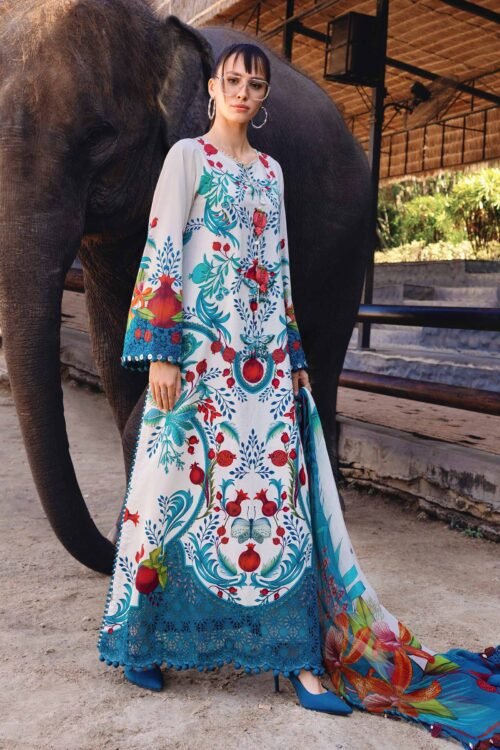 Maria B | M Print'26 12A-Unstitched Lawn "Blue" Formal Festive Wear | 3pc