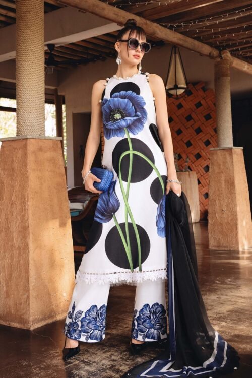 Maria B | M Print'26 13A-Unstitched Lawn "Black" Formal Festive Wear | 3pc