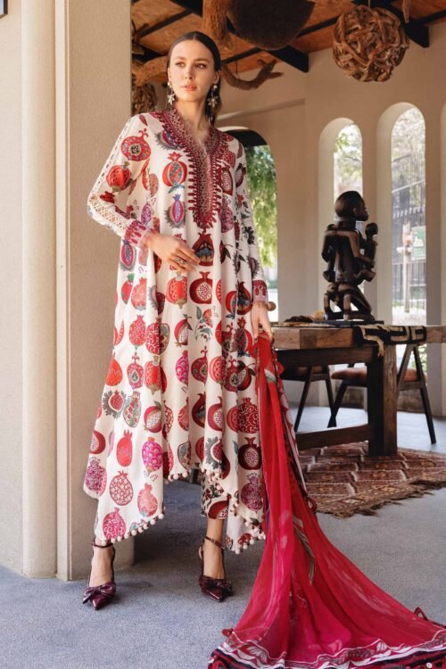 Maria B | M Print'26 3A-Unstitched Lawn "Red" Formal Festive Wear | 3pc