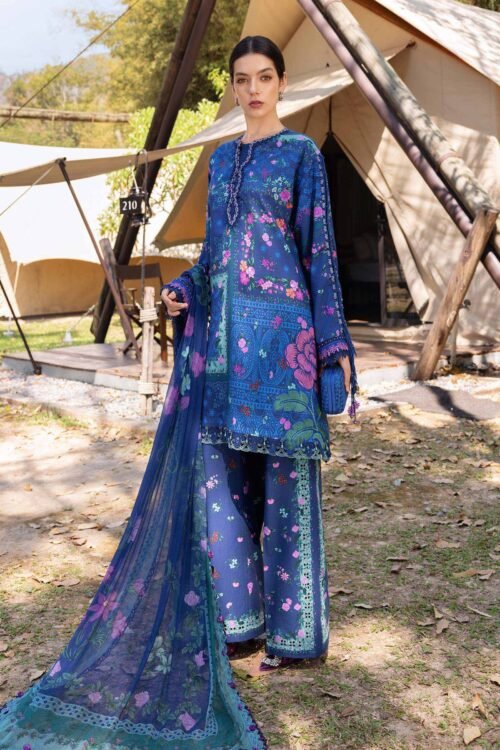 Maria B | M Print'26 4B-Unstitched Lawn "Blue" Formal Festive Wear | 3pc