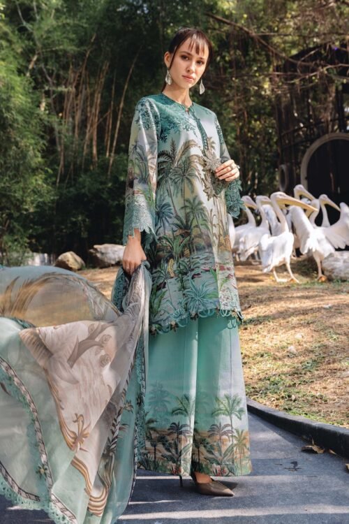 Maria B | M Print'26 7A-Unstitched Lawn "Green" Formal Festive Wear | 3pc
