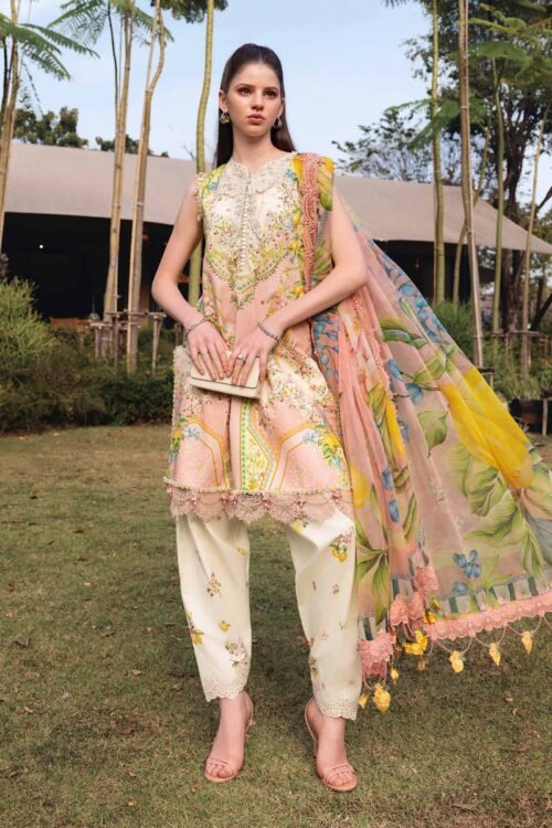 Maria B | M Print'26 8A-Unstitched Lawn "Pink" Formal Festive Wear | 3pc