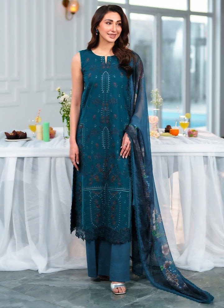 Neeshay | Symphony Luxe Lawn Unstitched "Blue" Formal Festive Wear | 3pc