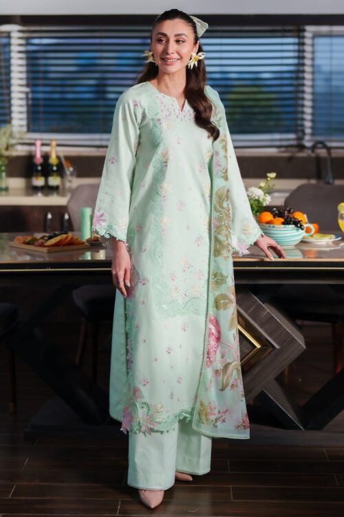 Neeshay | Symphony Luxe Lawn Unstitched "Green" Formal Festive Wear | 3pc