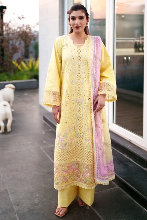 Neeshay | Symphony Luxe Lawn Unstitched "Yellow" Formal Festive Wear | 3pc