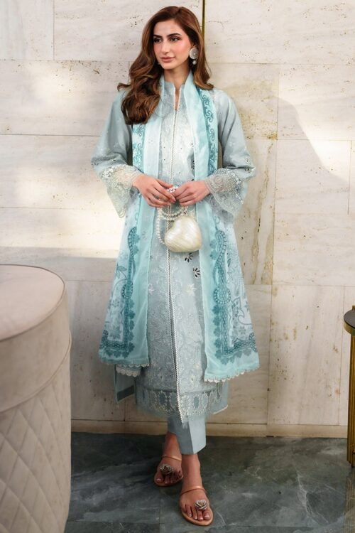 Neeshay | Symphony Luxe Lawn Unstitched "Blue" Formal Festive Wear | 3pc