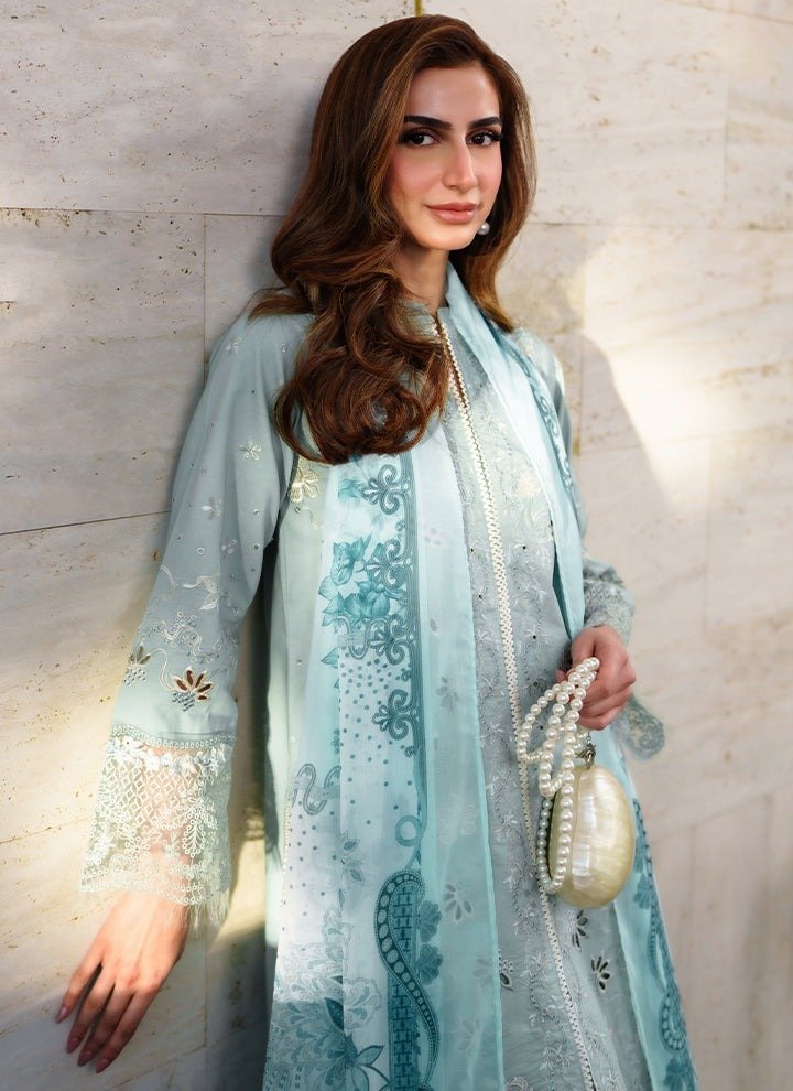 Neeshay | Symphony Luxe Lawn Unstitched "Blue" Formal Festive Wear | 3pc - Image 2