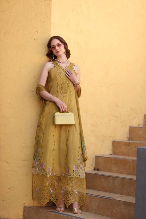 Noor By Sadia Asad | Luxury Lawn'26 2B-Unstitched "Yellow" Formal Festive Wear | 3pc