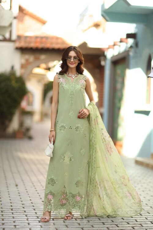 Noor By Sadia Asad | Luxury Lawn'26 3A-Unstitched "Green" Formal Festive Wear | 3pc