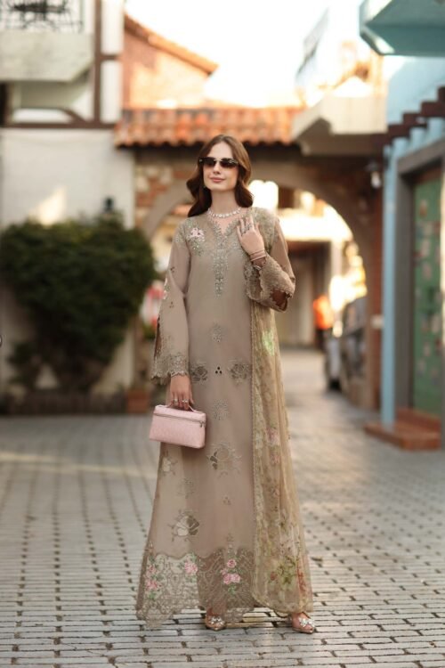 Noor By Sadia Asad | Luxury Lawn'26 3B-Unstitched "Brown" Formal Festive Wear | 3pc
