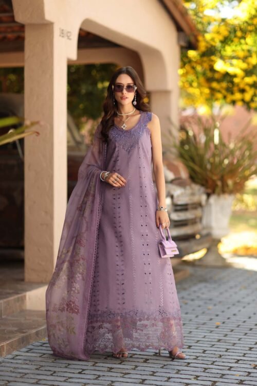 Noor By Sadia Asad | Luxury Lawn'26 4A-Unstitched "Purple" Formal Festive Wear | 3pc
