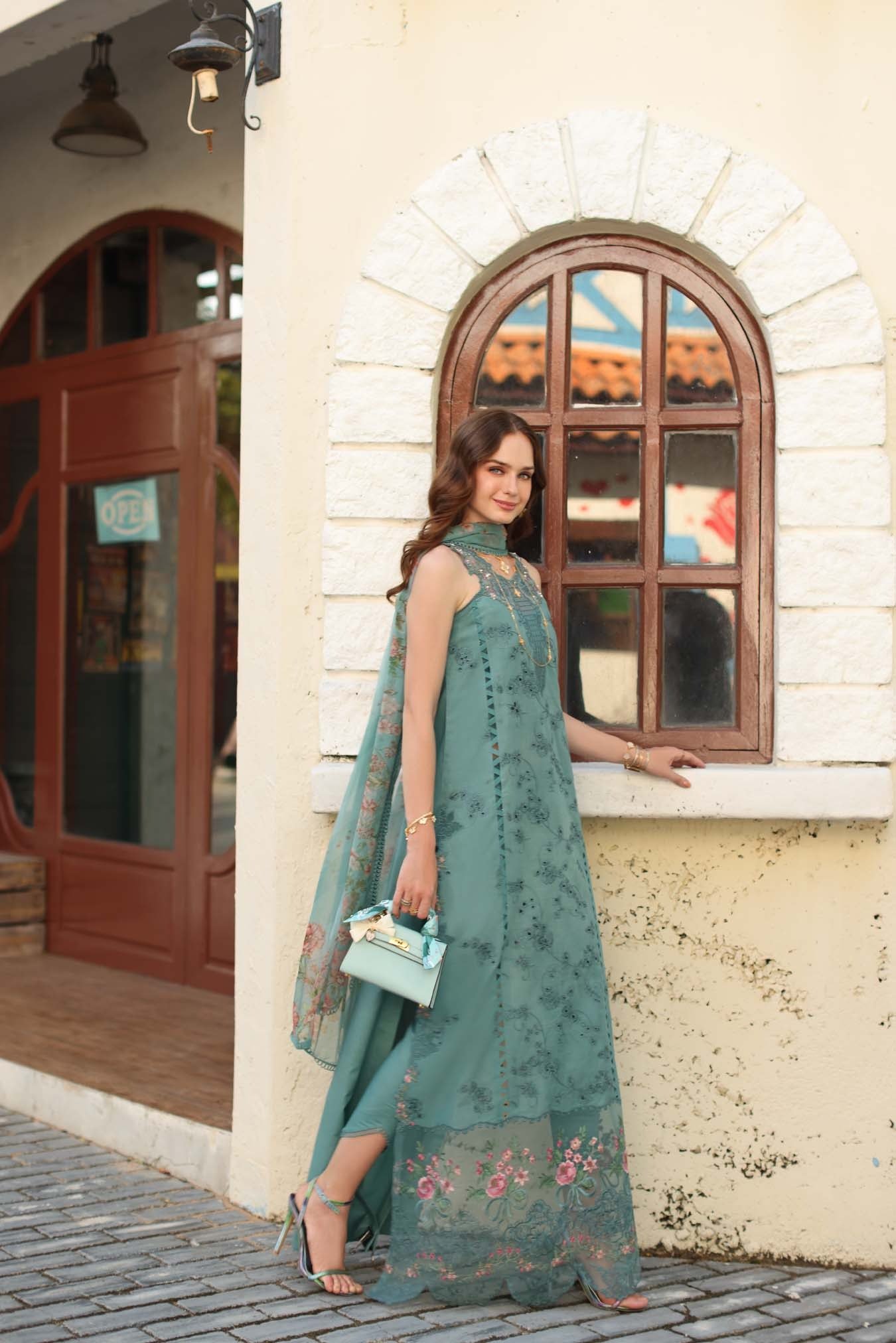 Noor By Sadia Asad | Luxury Lawn'26 5B-Unstitched "Blue" Formal Festive Wear | 3pc - Image 4