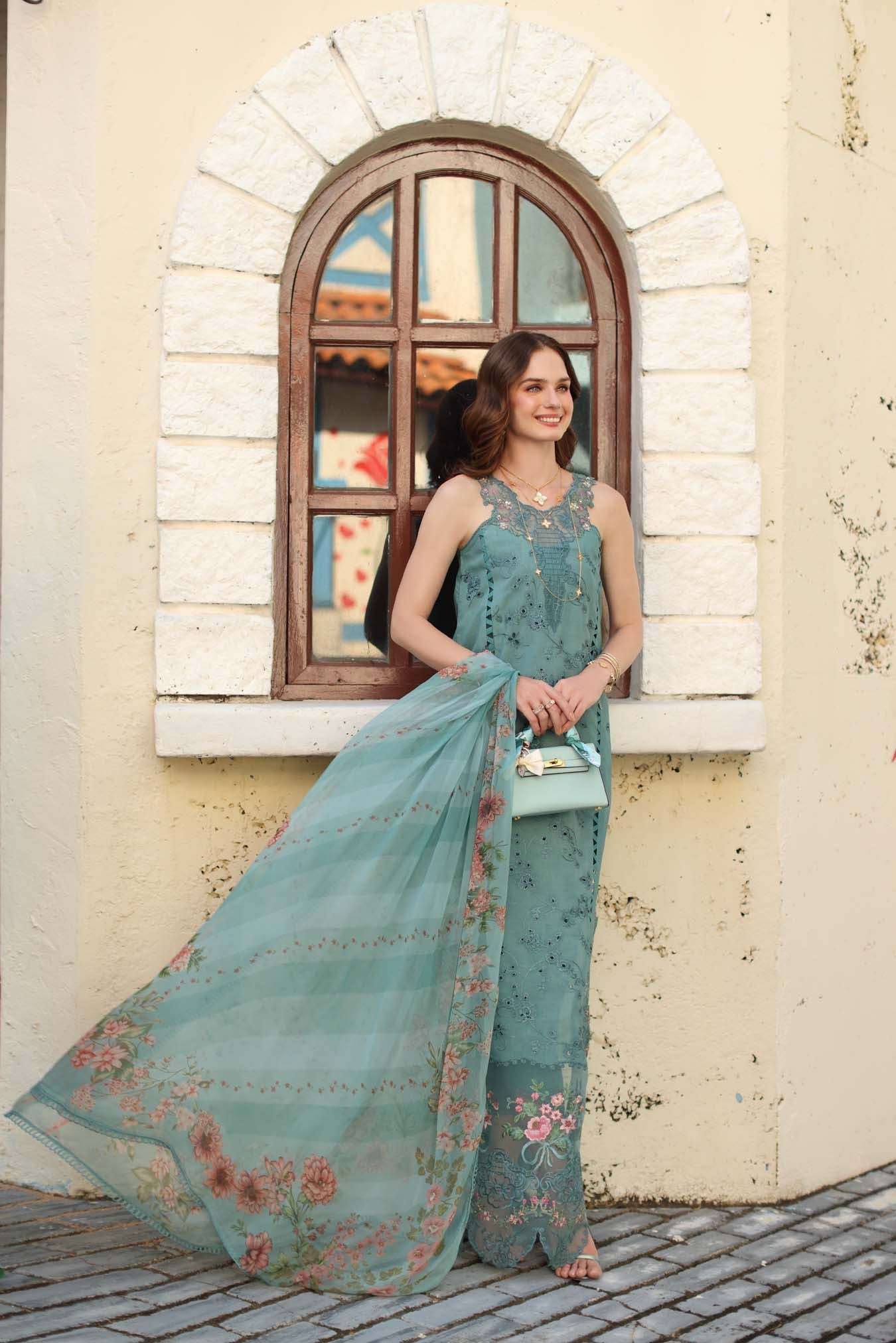 Noor By Sadia Asad | Luxury Lawn'26 5B-Unstitched "Blue" Formal Festive Wear | 3pc - Image 3
