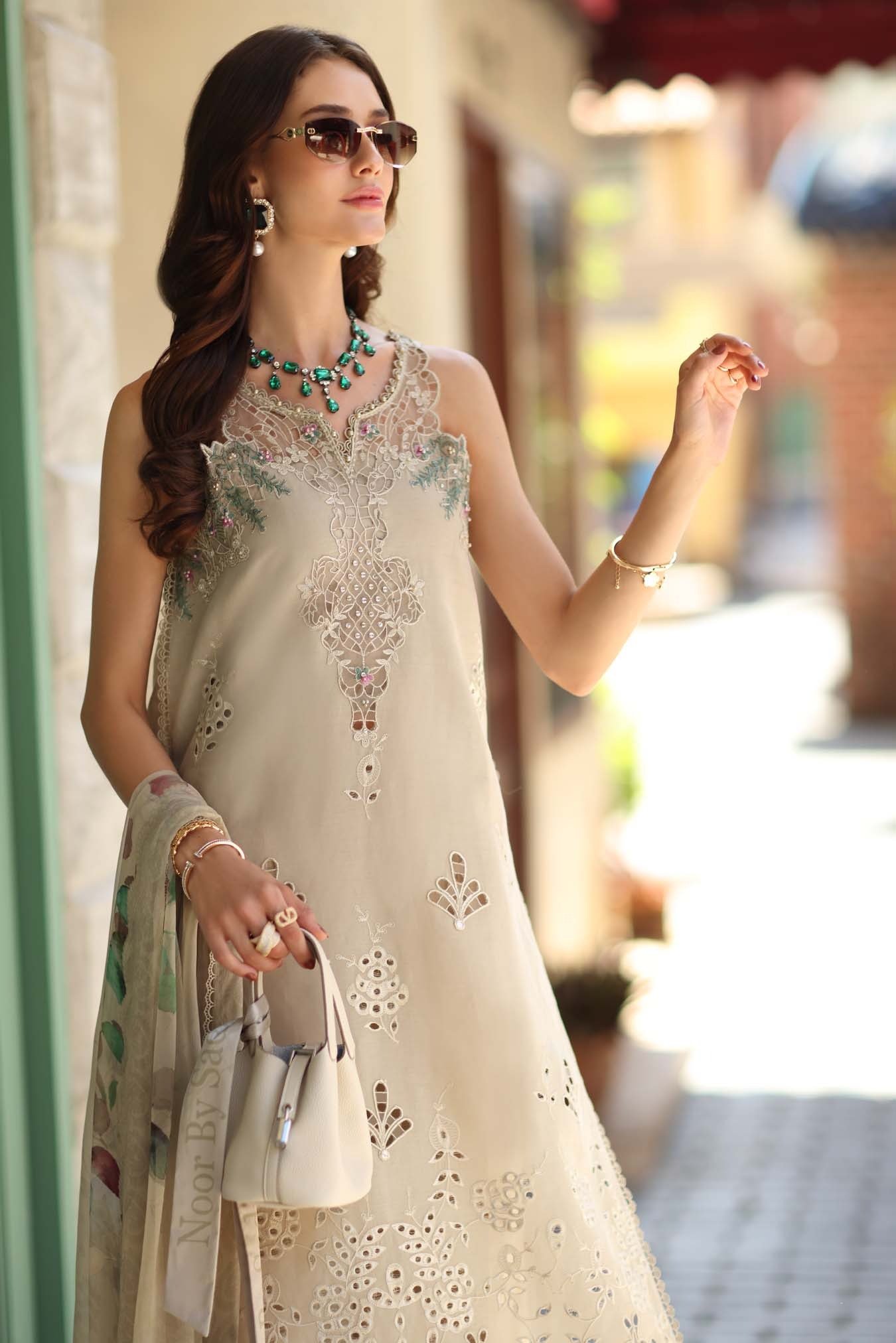 Noor By Sadia Asad | Luxury Lawn'26 6A-Unstitched "Grey" Formal Festive Wear | 3pc - Image 2