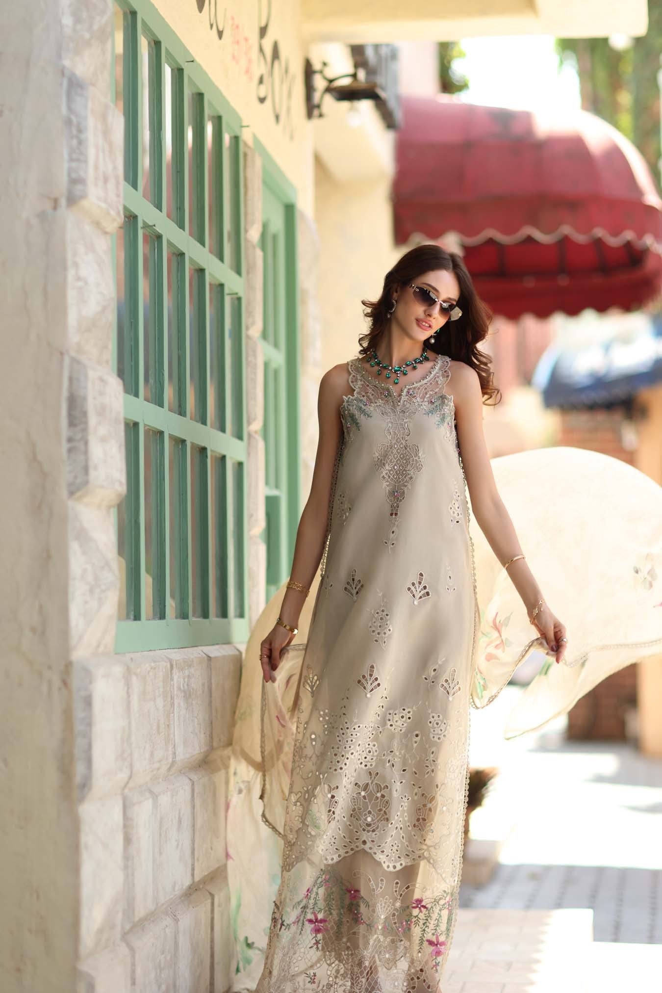 Noor By Sadia Asad | Luxury Lawn'26 6A-Unstitched "Grey" Formal Festive Wear | 3pc - Image 3