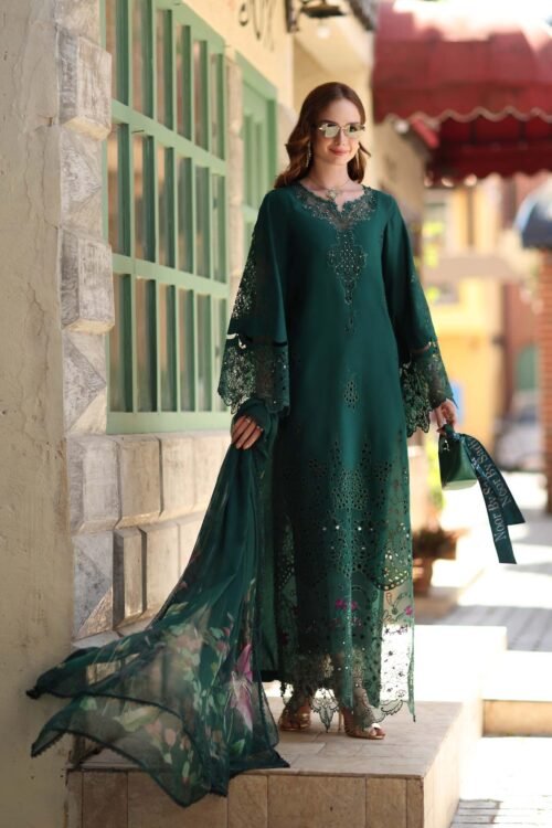 Noor By Sadia Asad | Luxury Lawn'26 6B-Unstitched "Green" Formal Festive Wear | 3pc