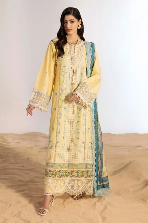 Adan’s Libas | Masakali Luxury Chikankari 26 Stitched lawn Formal Festive Wear "Yellow" D01 | 3pcs.
