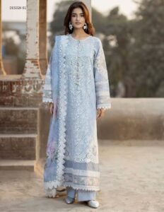 Adan’s Libas | Tradition Vol-2 Chikankari stitched Lawn 26 Formal Festive Wear "Blue" D01 | 3pcs.