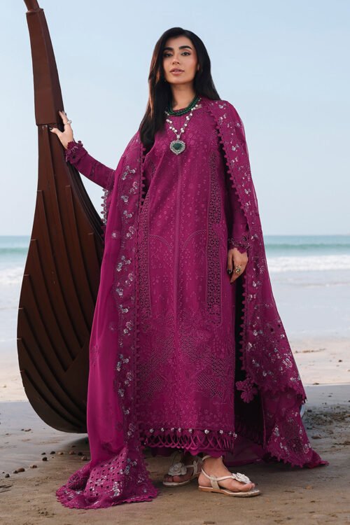 Qalamkar | Sahil Luxury Lawn 26 Unstitched Formal Festive Wear "Purple" SA-01-ZARA | 3pcs.