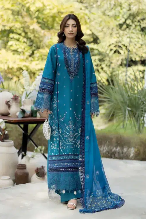 Adan's | Serene Unstitched Lawn 26 Formal Festive Wear "Blue" 10 | 3pcs.