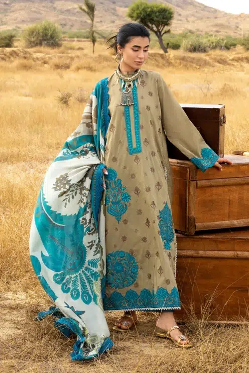 Zainab Chottani | Spring Summer Lawn Unstitched 26 Formal Festive Wear "Green" 11 | 3Pcs.