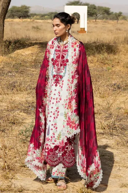 Zainab Chottani | Spring Summer Lawn Unstitched 26 Formal Festive Wear "White" 14 | 3Pcs.