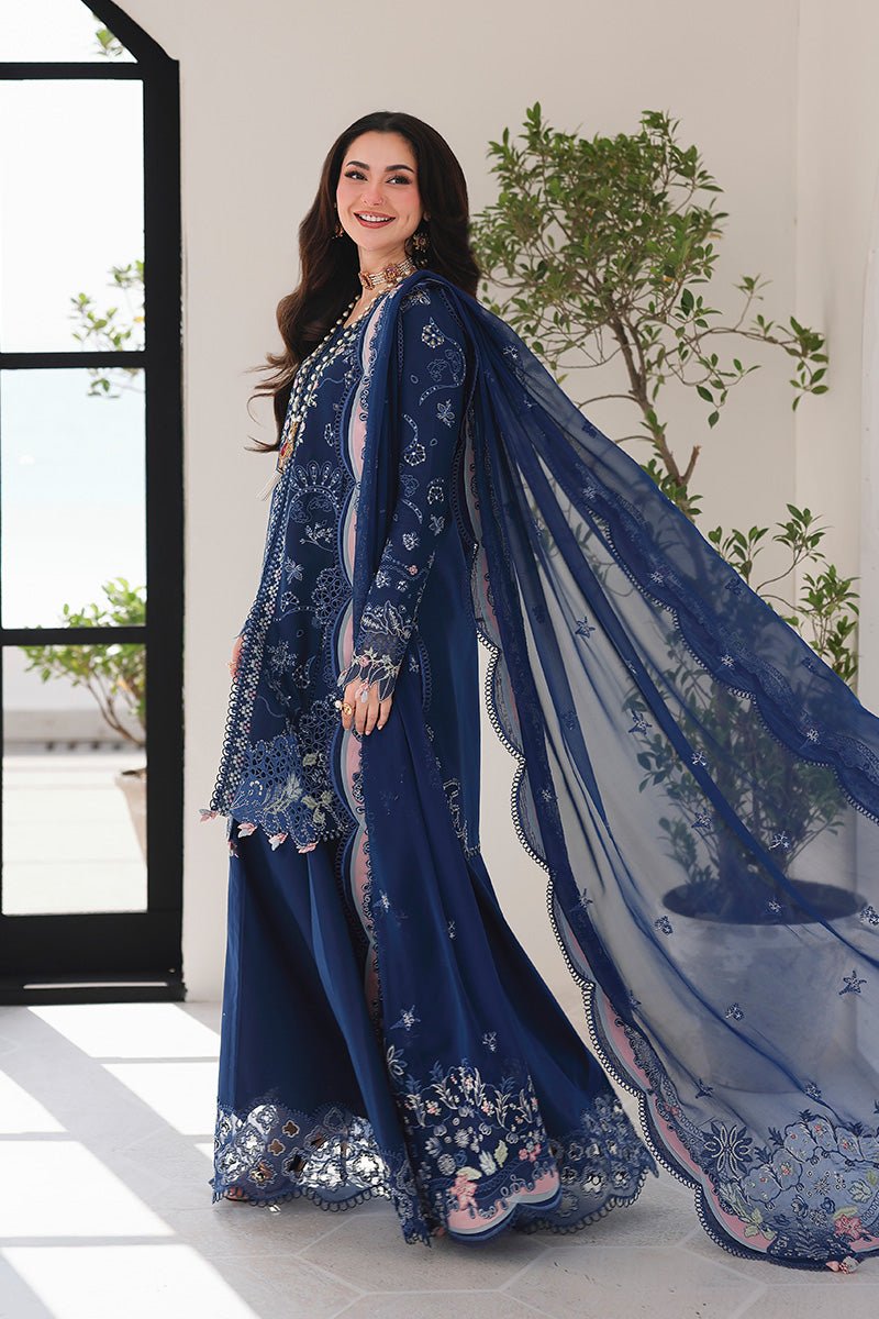 Qalamkar | Sahil Luxury Lawn 26 Unstitched Formal Festive Wear "Blue" SA-16-ESMA | 3pcs.