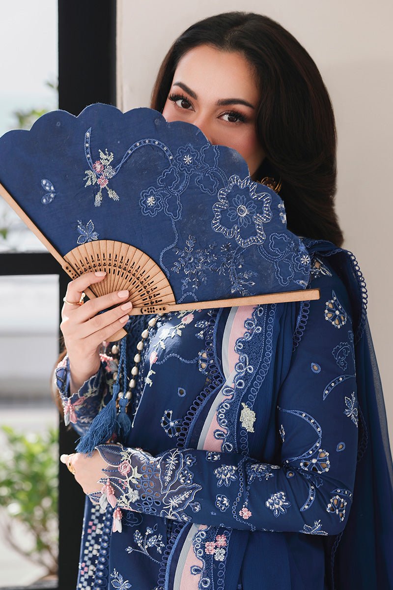 Qalamkar | Sahil Luxury Lawn 26 Unstitched Formal Festive Wear "Blue" SA-16-ESMA | 3pcs. - Image 2