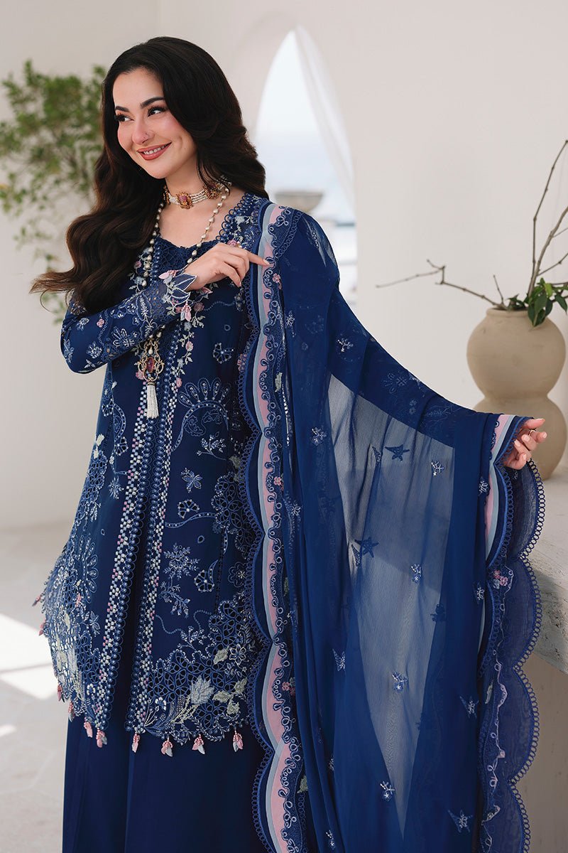 Qalamkar | Sahil Luxury Lawn 26 Unstitched Formal Festive Wear "Blue" SA-16-ESMA | 3pcs. - Image 3