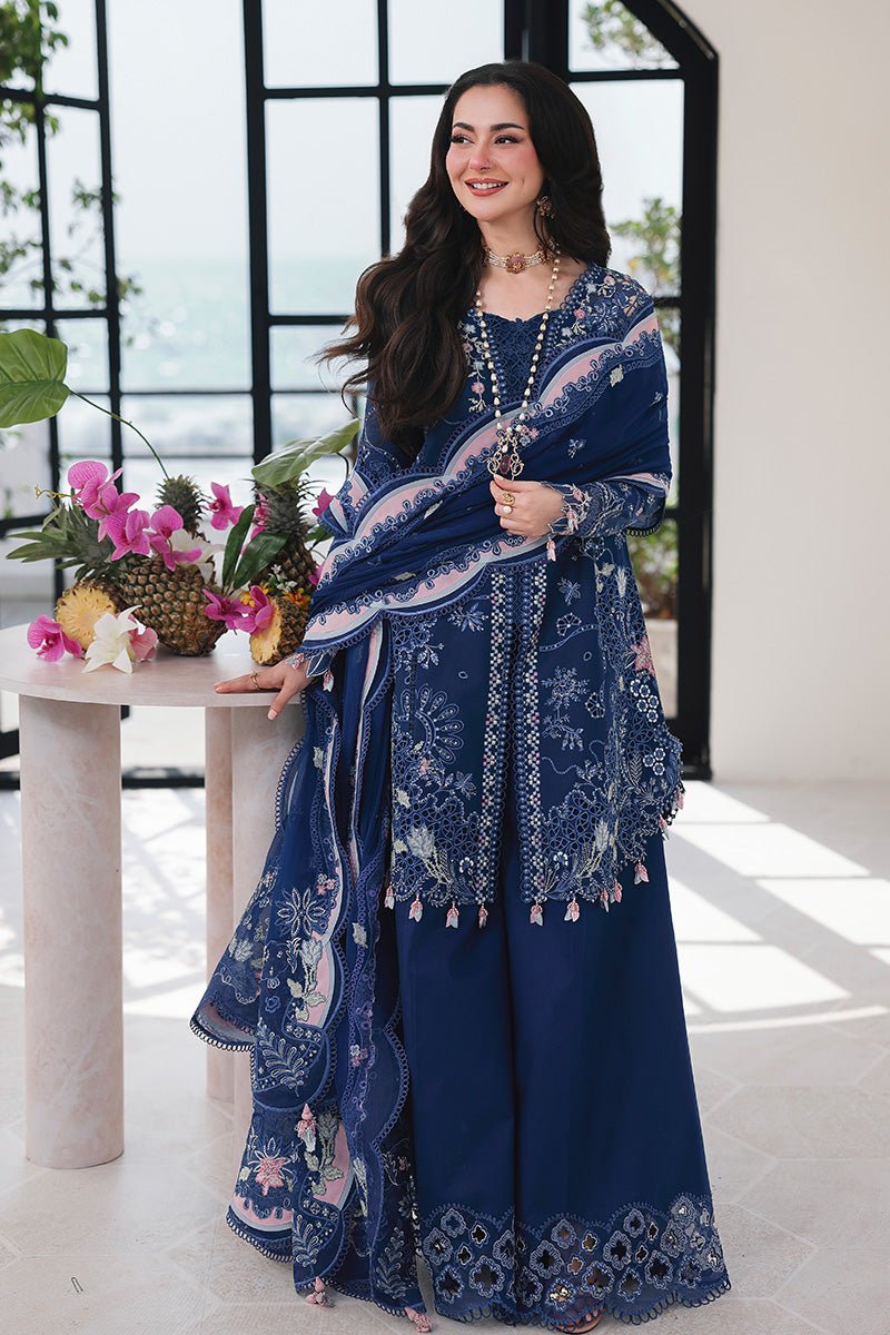 Qalamkar | Sahil Luxury Lawn 26 Unstitched Formal Festive Wear "Blue" SA-16-ESMA | 3pcs. - Image 4