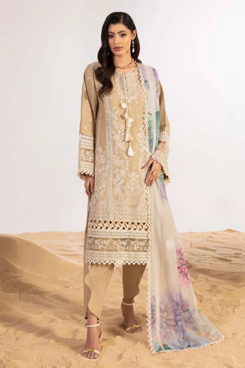 Adan’s Libas | Masakali Luxury Chikankari 26 Stitched lawn Formal Festive Wear "Brown" D02 | 3pcs.