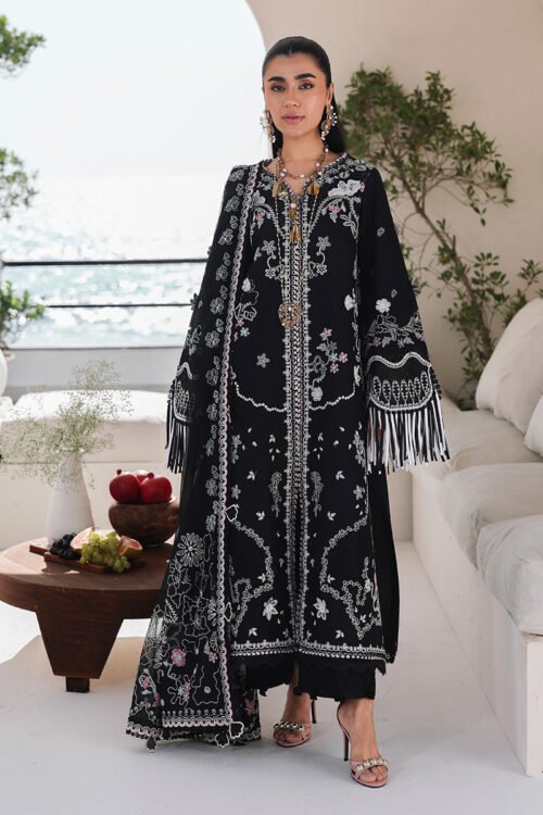 Qalamkar | Sahil Luxury Lawn 26 Unstitched Formal Festive Wear "Black" SA-02-LIANA | 3pcs.