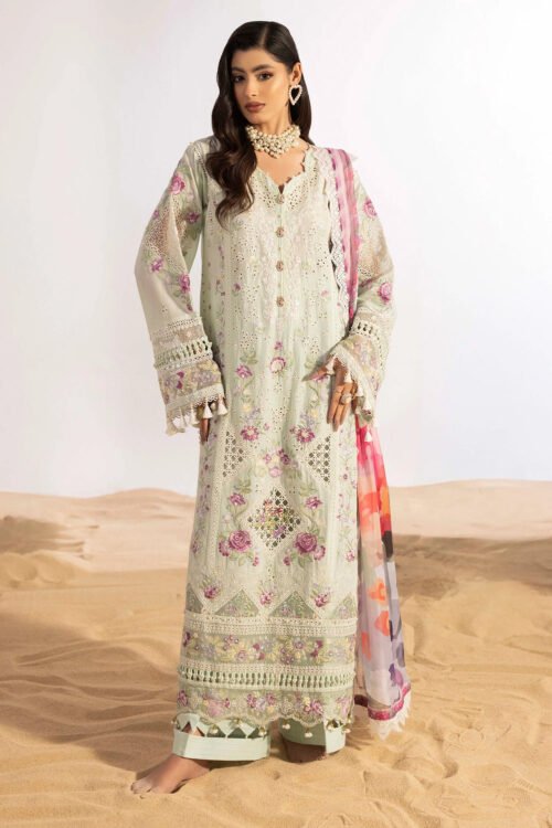 Adan’s Libas | Masakali Luxury Chikankari 26 Stitched lawn Formal Festive Wear "White" D03 | 3pcs.