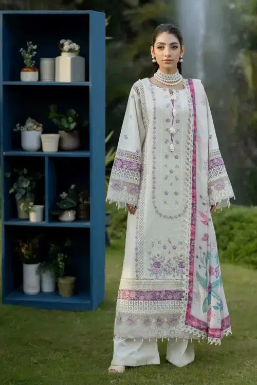 Adan's | Serene Unstitched Lawn 26 Formal Festive Wear "White" 3 | 3pcs.